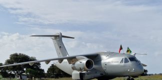 Primeiro avião KC-390 chegou este domingo à base aérea de Beja
